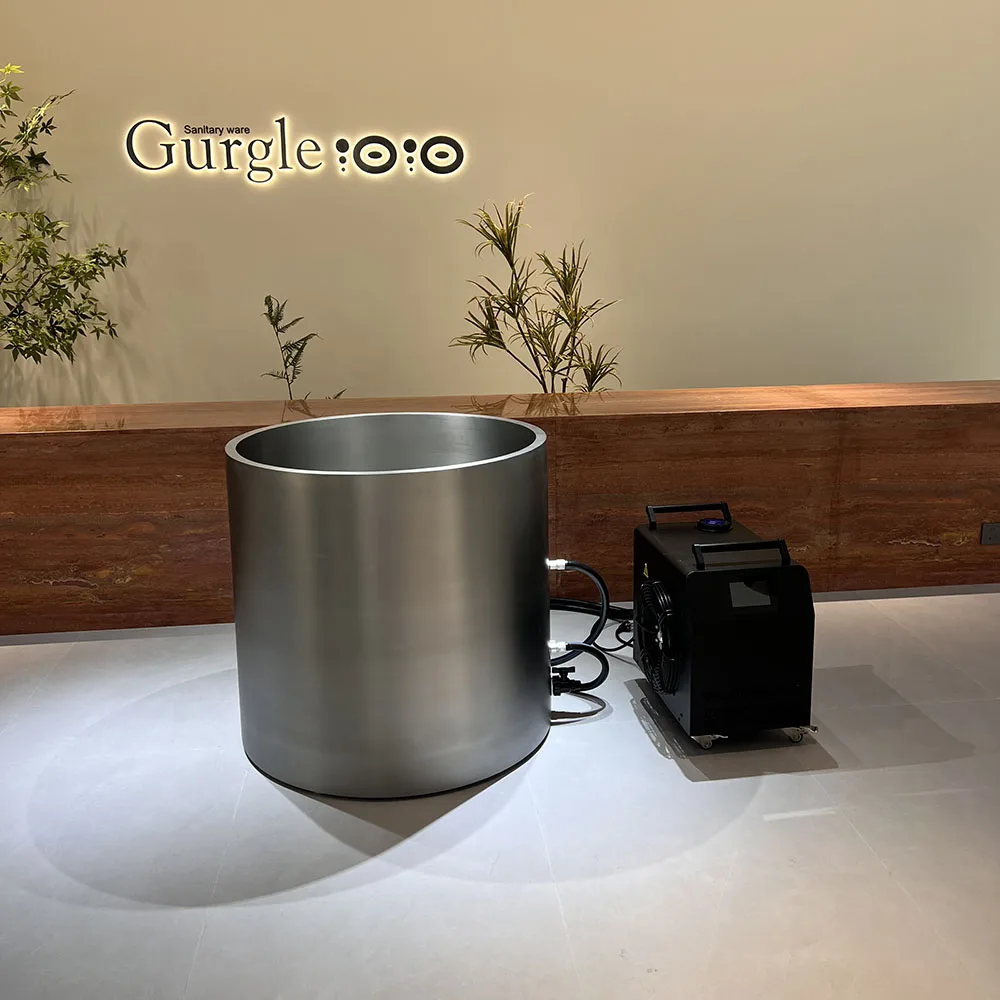

304 Full Stainless Steel Barrel Ice Bath Tub Unbreakable Round Shape Cold Plunge With Chiller