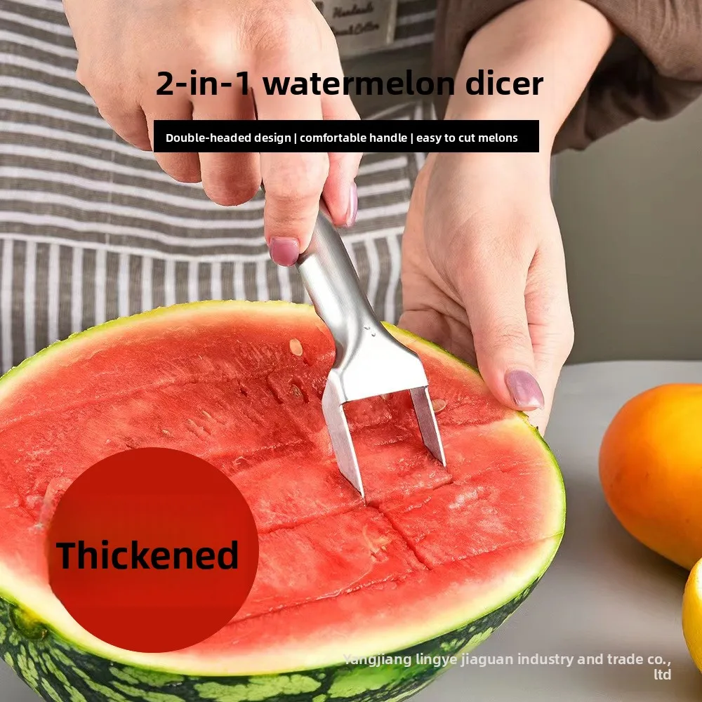 

New thickened 430 stainless steel watermelon cutting fruit divider, dicer, pulp digger, double-ended dual-purpose