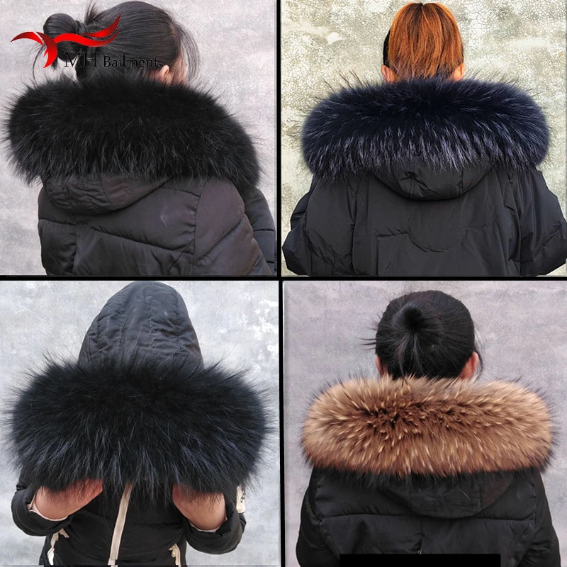 Winter Women New Real Raccoon Fur Collar Warm Scarf Scarfs Ladies Fashion Luxury Designers Genuine Brand Scarves Womens Shawl