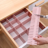 4PCS Adjustable Divider Underwear Socks Sundries Drawer Organizer Household Storage Cabinet Pink Space Saving Home Accessories