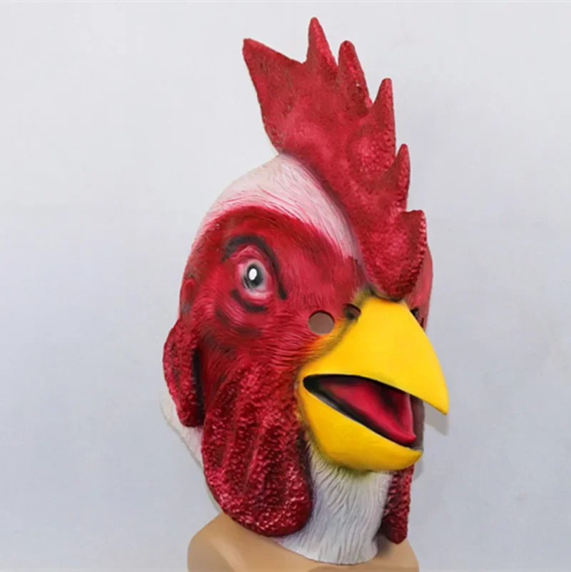 New Funny Realistic Rooster Mask Rooster Head Cover Latex Chicken Head Cover Party Performance Compulsion Props