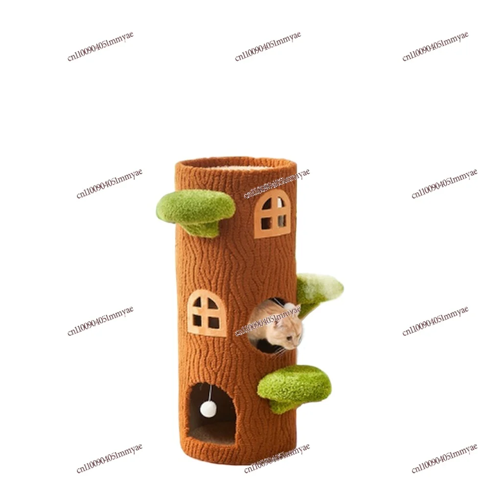 

Pet Climbing Fram Sustainable Gig Green Tree Cat Bucket Forest-Themed Comfort Fun Environment Cat Tree House