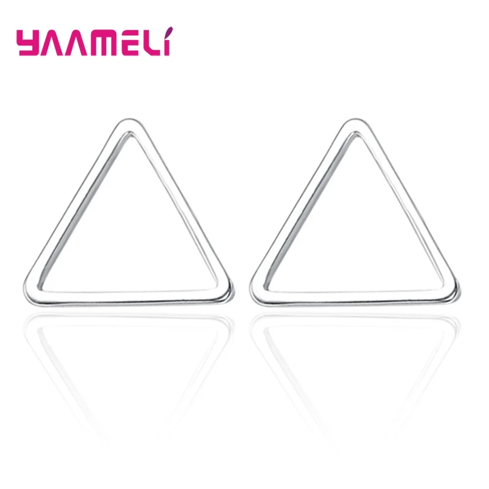 Minimalist Fashion Triangle Round Square S925 Sterling Silver Stud Earrings Party Gifts For Women Good Quality Jewelry Wholesale