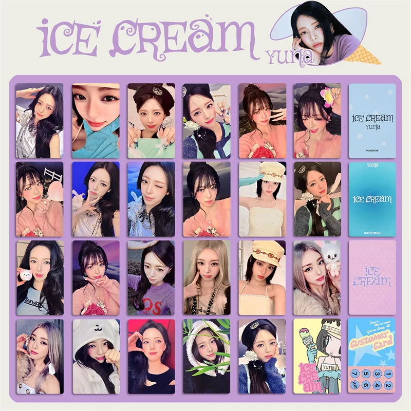 Коллекционные карточки K-pop: 4 шт./набор, YUNA SOLO, альбом ICE CREAM, открытки, HD-фотокарточки, Lomo-карточки, ITZY Коллекционные карточки K-pop: 4 шт./набор, YUNA SOLO, альбом ICE CREAM, открытки, HD-фотокарточки, Lomo-карточки, ITZY