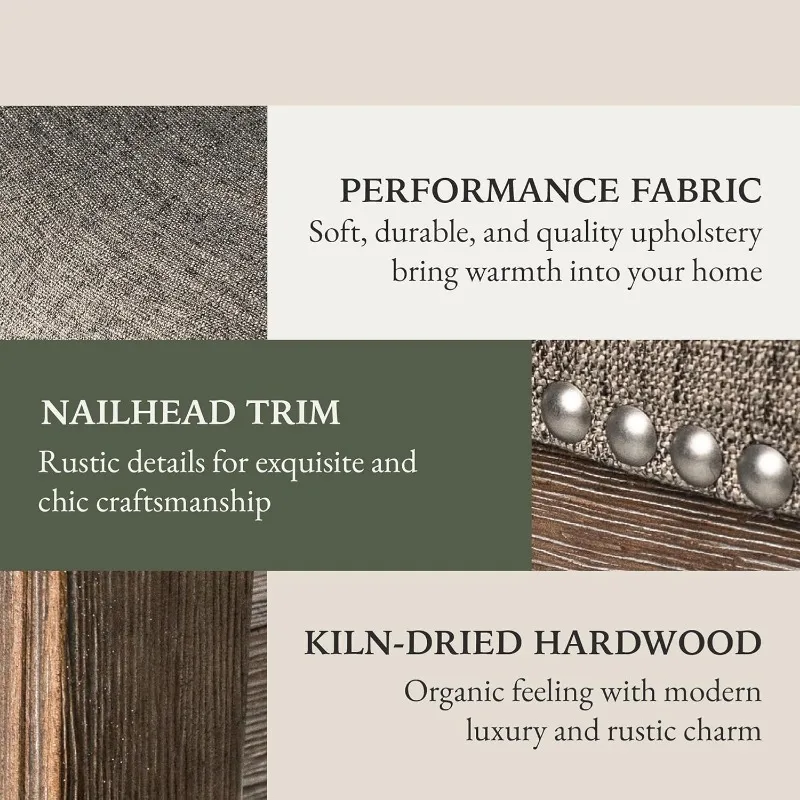 Adrien Banco de bar estofado sem encosto com altura de balcão de 26 polegadas em acabamento em madeira de nogueira com assento almofadado em tecido cinza