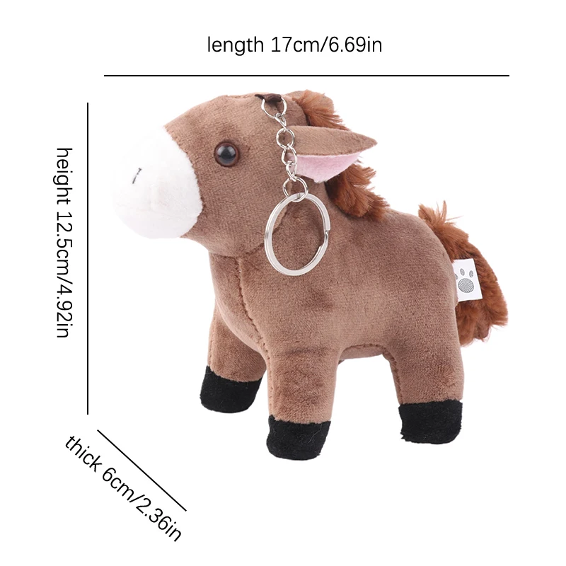 Cute Cartoon Plush Pony Doll Stuffed Animal Doll Kawaii Plush Little Horse Keychain Girls Bag Pendant Gifts