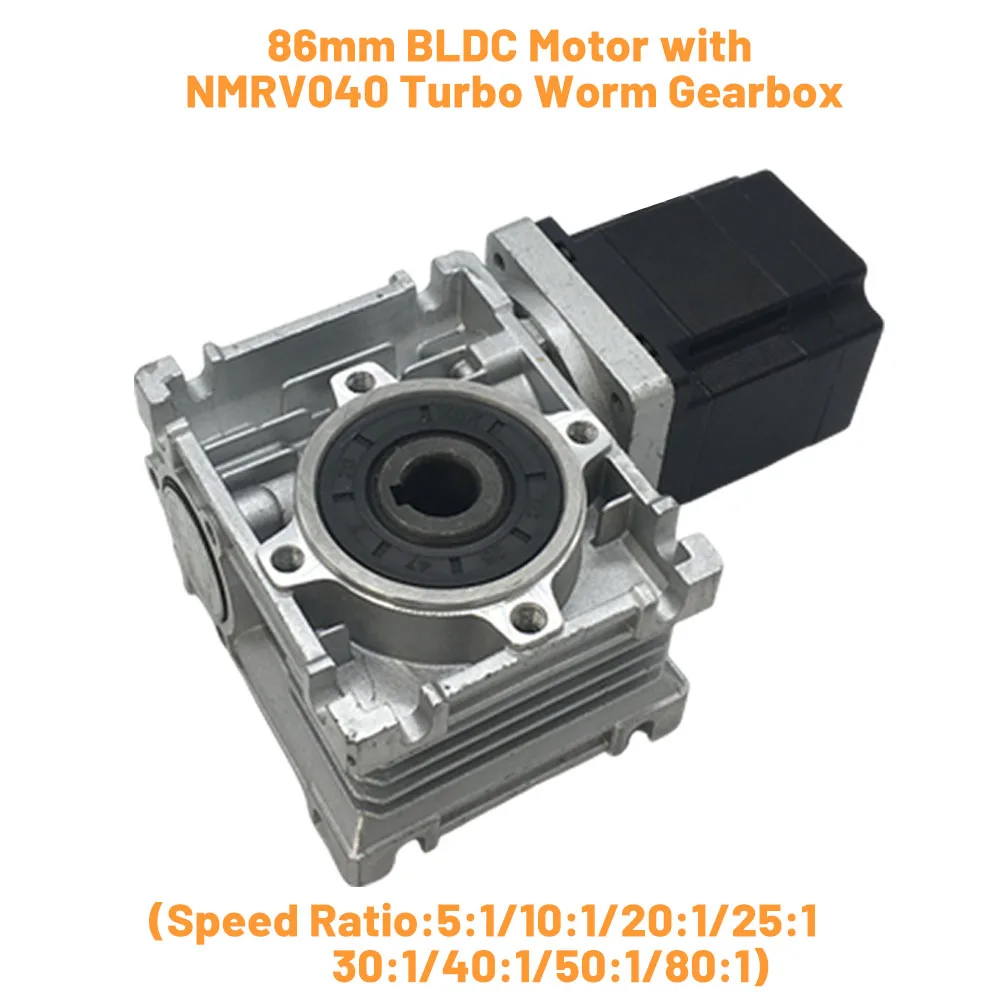 Motor sin escobillas Nema34 86mm BLDC 350W-800W combinado con caja de cambios planetaria de 86mm NMRV040 caja de cambios de tornillo sin fin para equipos de automatización