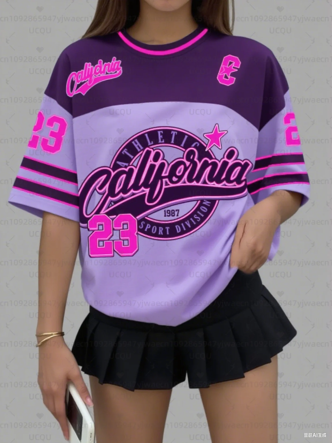 Women's Sports Jersey California 23 Print Short Sleeve T-Shirt Summer Graphic Tee Baseball Jerseys Plus Size Women Sport T-Shirt