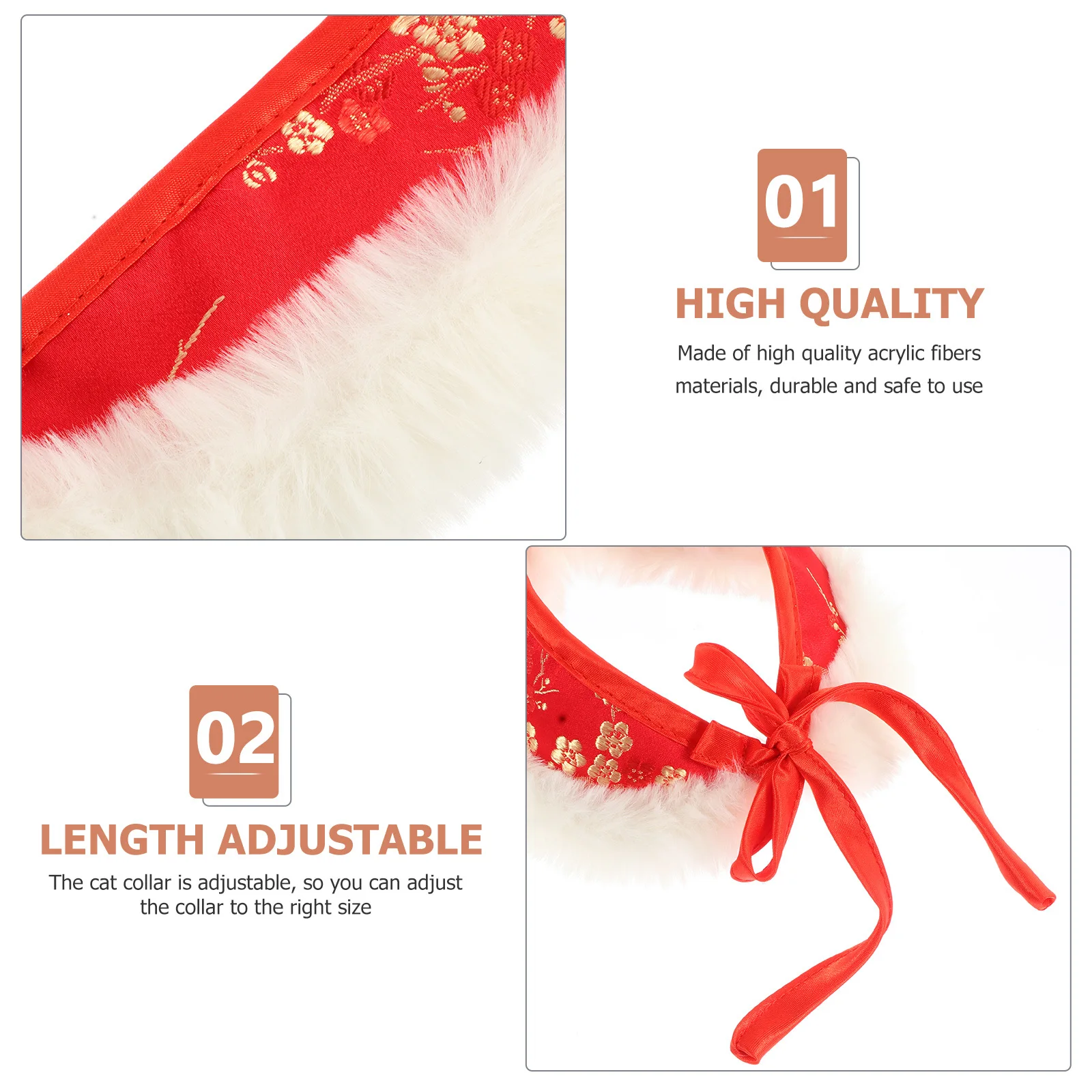 

New Year Pet Collar Chinese Style Winter Warm Decorative Comfortable Safe Festival Costume Accessory for Cats Dogs