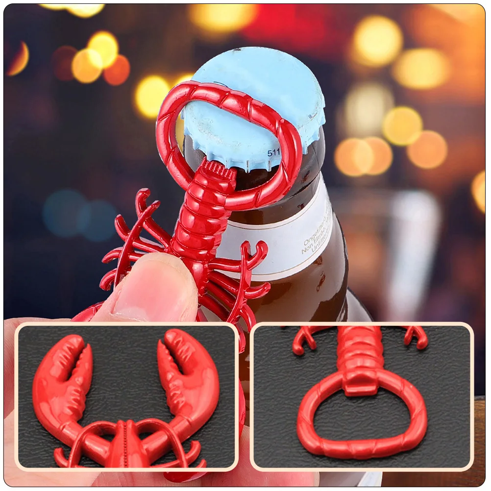 

3Pcs Crayfish Shape Bottle Opener Premium Zinc Alloy Beer Opening Tool Portable Lid Lifter for Outdoor Hotel Decor