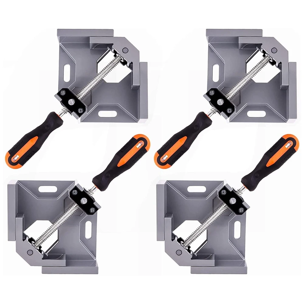 

NEW-4Pcs Corner Clamp Right Angle Clamp 90 Degree Clamps For Woodworking With Adjustable Swing Jaw Frame Clamps For Welding