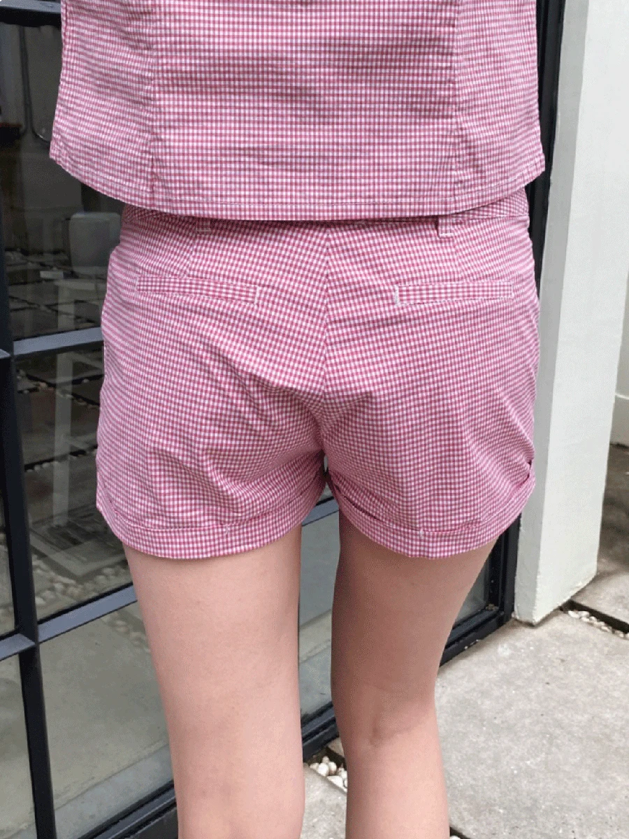 새로운 핑크 격자 무늬 스트레이트 반바지 여성 여름 섹시한 낮은 허리 코튼 짧은 바지 여성 빈티지 streetwear 캐주얼 sweatshorts y2k
