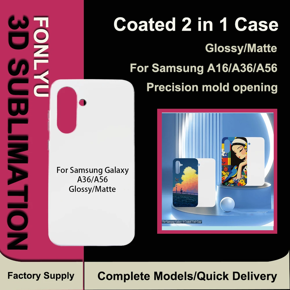 

FONLYU 5 шт. пустые чехлы для мобильных телефонов 2-в-1 с покрытием для Samsung Galaxy A35 A16 A56 DIY 3D сублимационная задняя крышка с подогревом