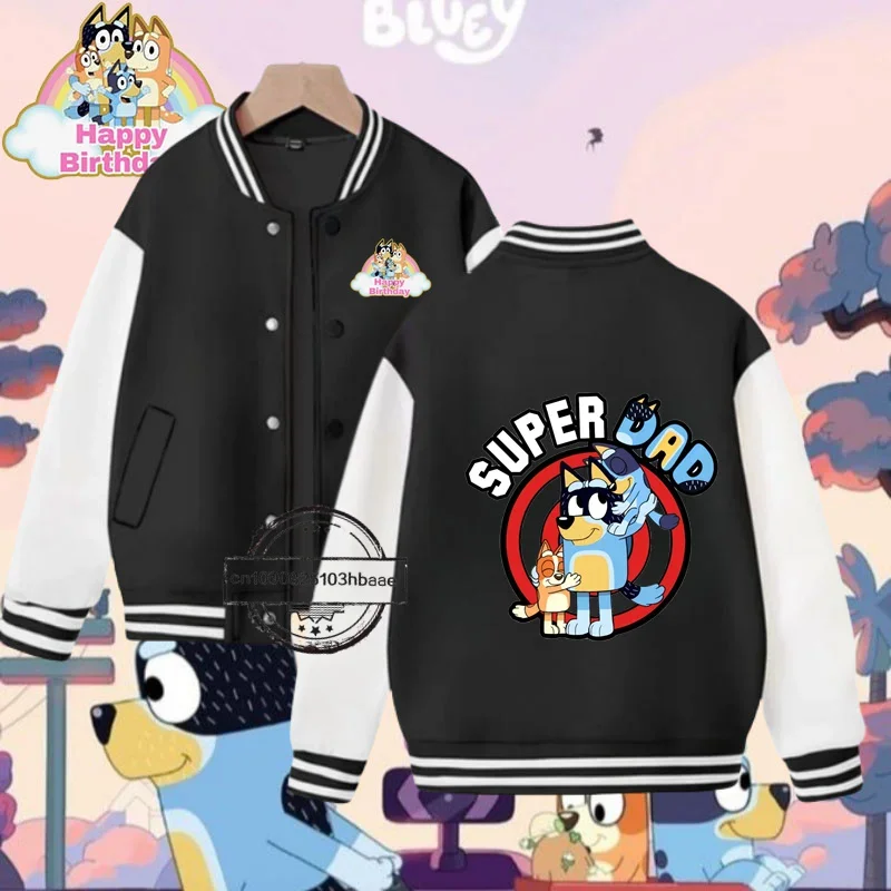 Bluey 2-14 years old boys and girls baseball uniforms Cartoon Print fashion Fall/Winter Jackets for kids Sweatshirts Super cheap