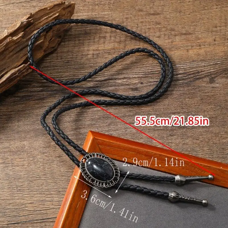 195E Vintage gema piedra sombrero Bolo Tie Western Punk imitación cuerda cuero corbata joyería camisa cadena para