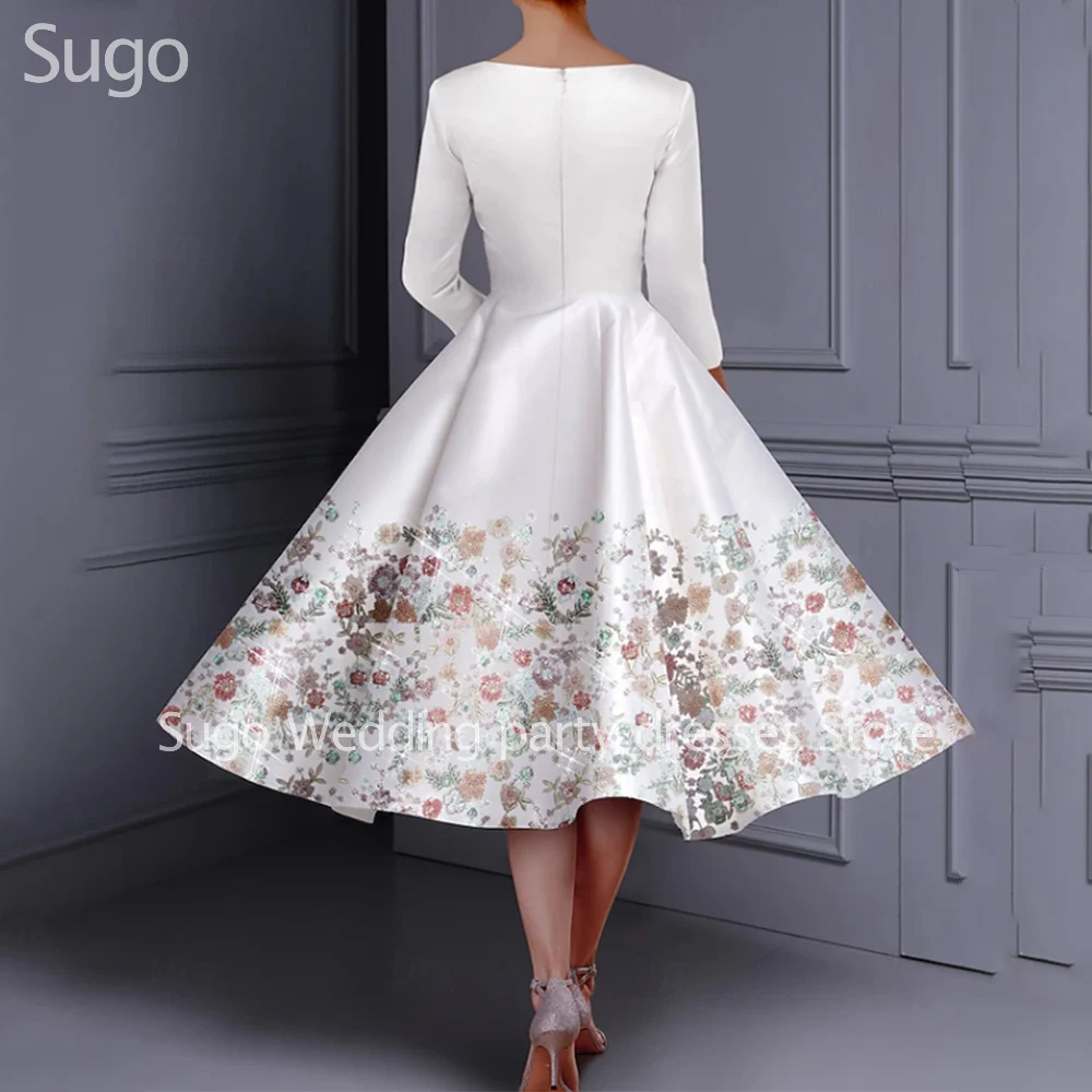 Aangepaste elegante korte witte applicaties feestjurken voor speciale evenementen satijn a-lijn vrouw verjaardag prom avondjurk 2026