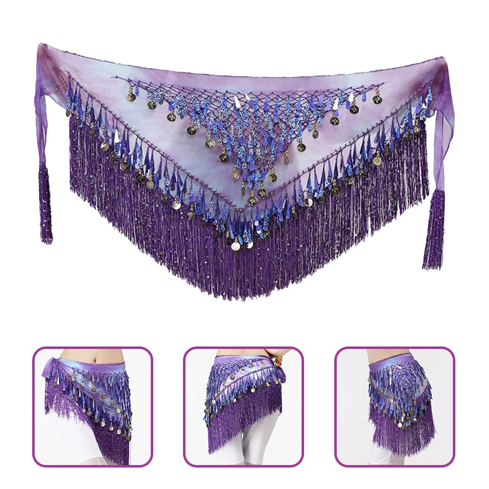 

Belly Dance Waist Scarves Sequin Triangle Hip Scarf Comfortable Belly Dance Belt for Practice and Performance Hip Scarf