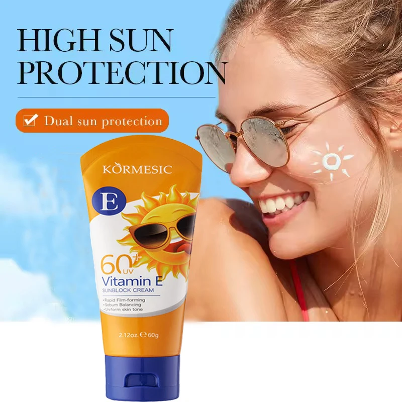 

SPF60 + солнцезащитный крем с витамином Е для лица, защита для всего тела, устойчивый к солнечному УФ-излучению, восстанавливающий солнечный блокатор, солнцезащитный крем для лица