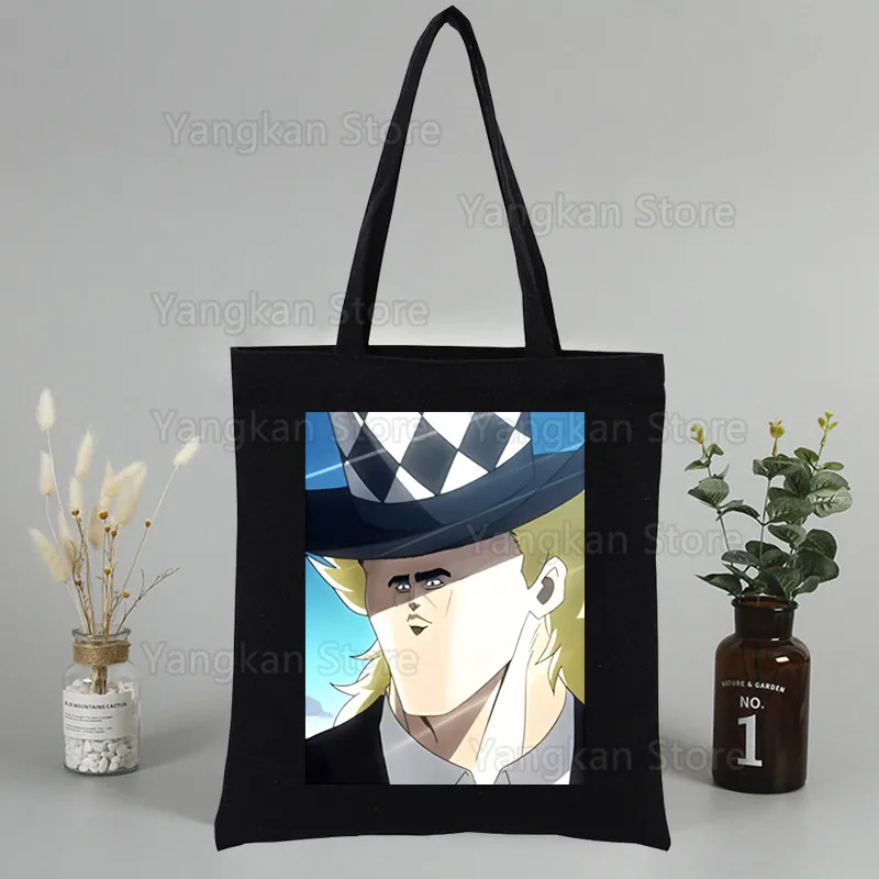 Jojos Bizarre Adventure Women Canvas Shoulder Bag Shopping Bags Cotton Cloth Fabric Grocery Handbags Tote Books Bag