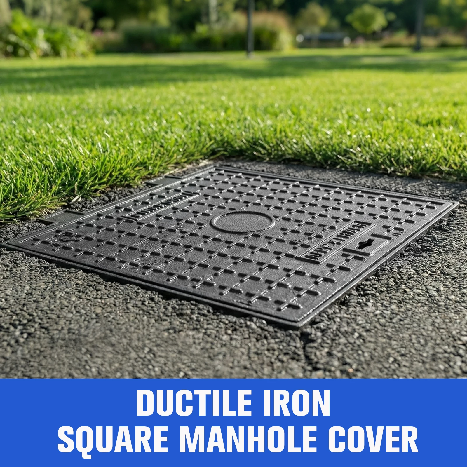 

Чугунная крышка люка и рама с основанием, сантехнический ревизионный люк с противоскользящим дизайном для канализации, двора, бетонного подвала, патио