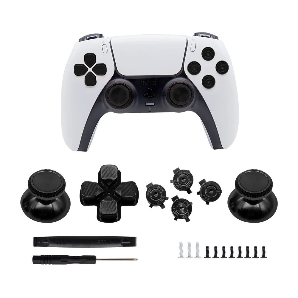 PS5 مقبض زر غطاء الفطر المعدني عبر مفتاح PS5 مقبض زر استبدال معدني مجموعة أزرار