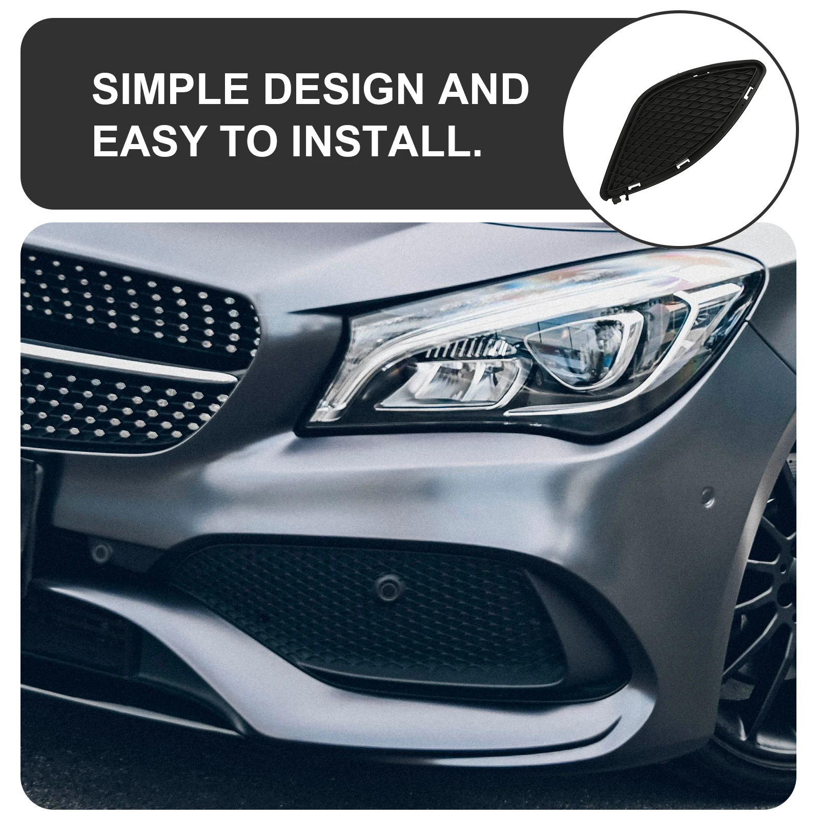 

1pc Bumper Grille for CLA W117 Front Bumper Side Bezel Cover 1178850322 1178850422 ABS Material Easy Installation Car