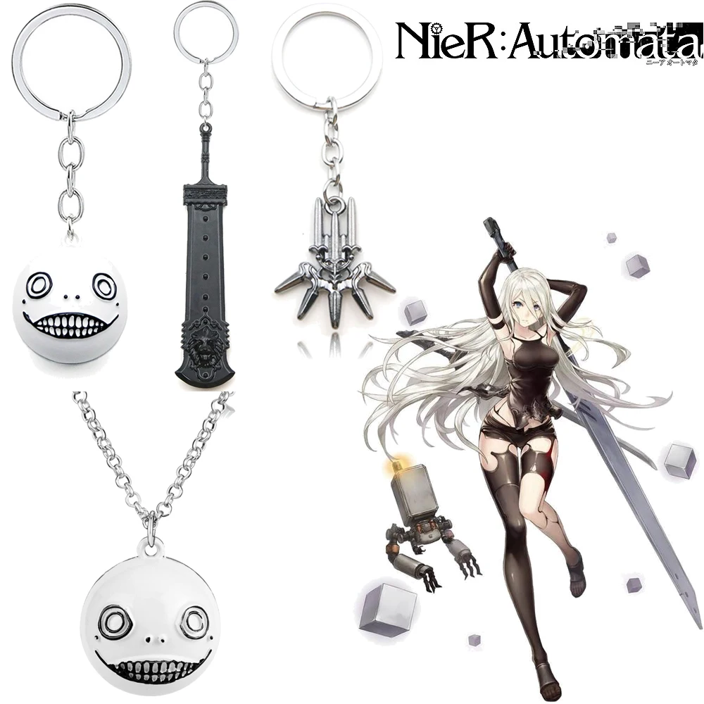 Game Nier: Automata Sleutelhanger Yorha Logo Hanger Sleutelhanger Robot 2b Emil No2 Type B Sleutelhangers Witte Bal Metalen Mannen Vrouwen