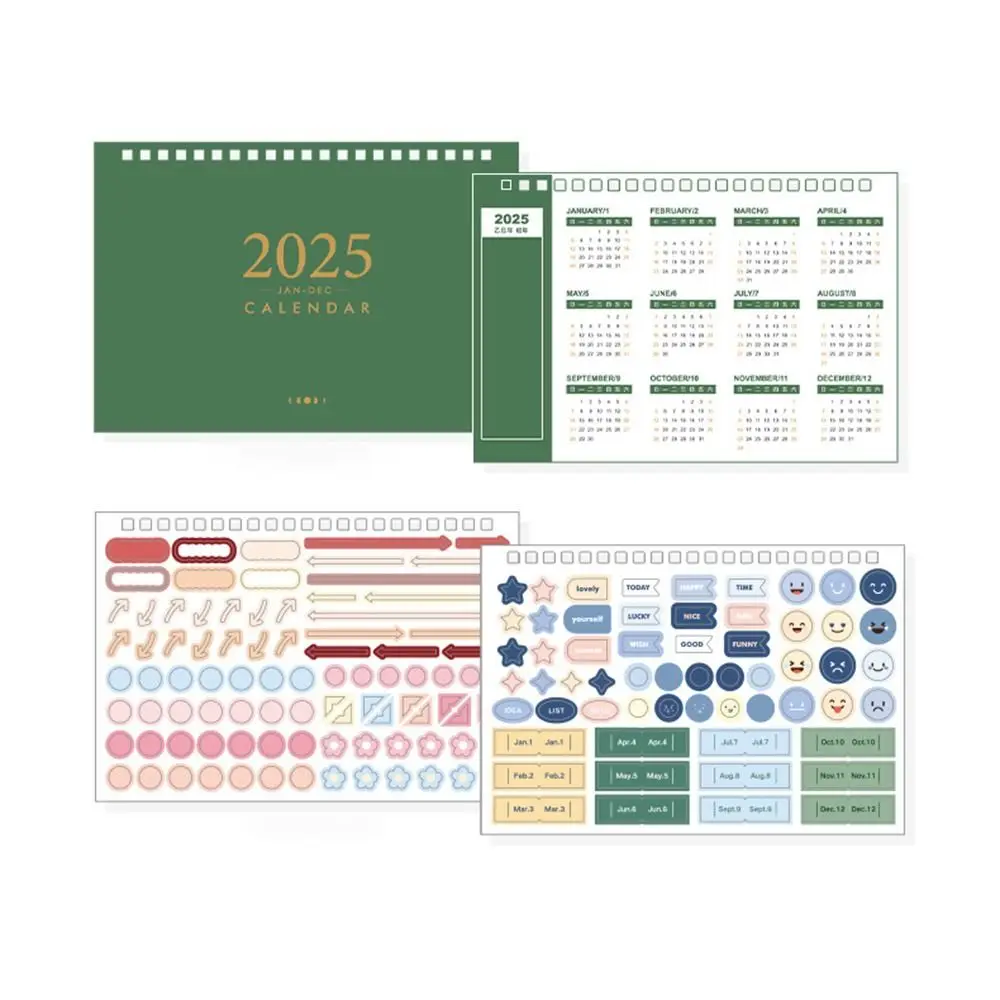 

Monthly Planner Creative 2024-2025 Calendar 2025 Thick Paper Desktop Calendar Memo Pad with Sticker Standing Flip Calendar Gifts
