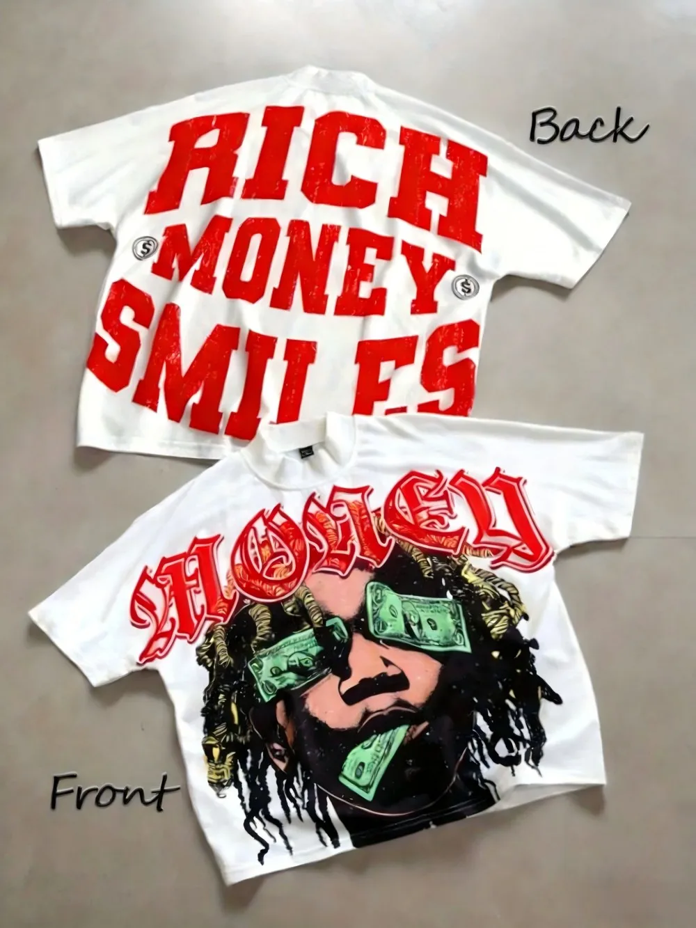 Europäisches und amerikanisches Herren-Sommermode-T-Shirt mit „Wealth“-Aufdruck, bequem, atmungsaktiv, Rundhalsausschnitt, Outdoor-Street-Top – Detail 9