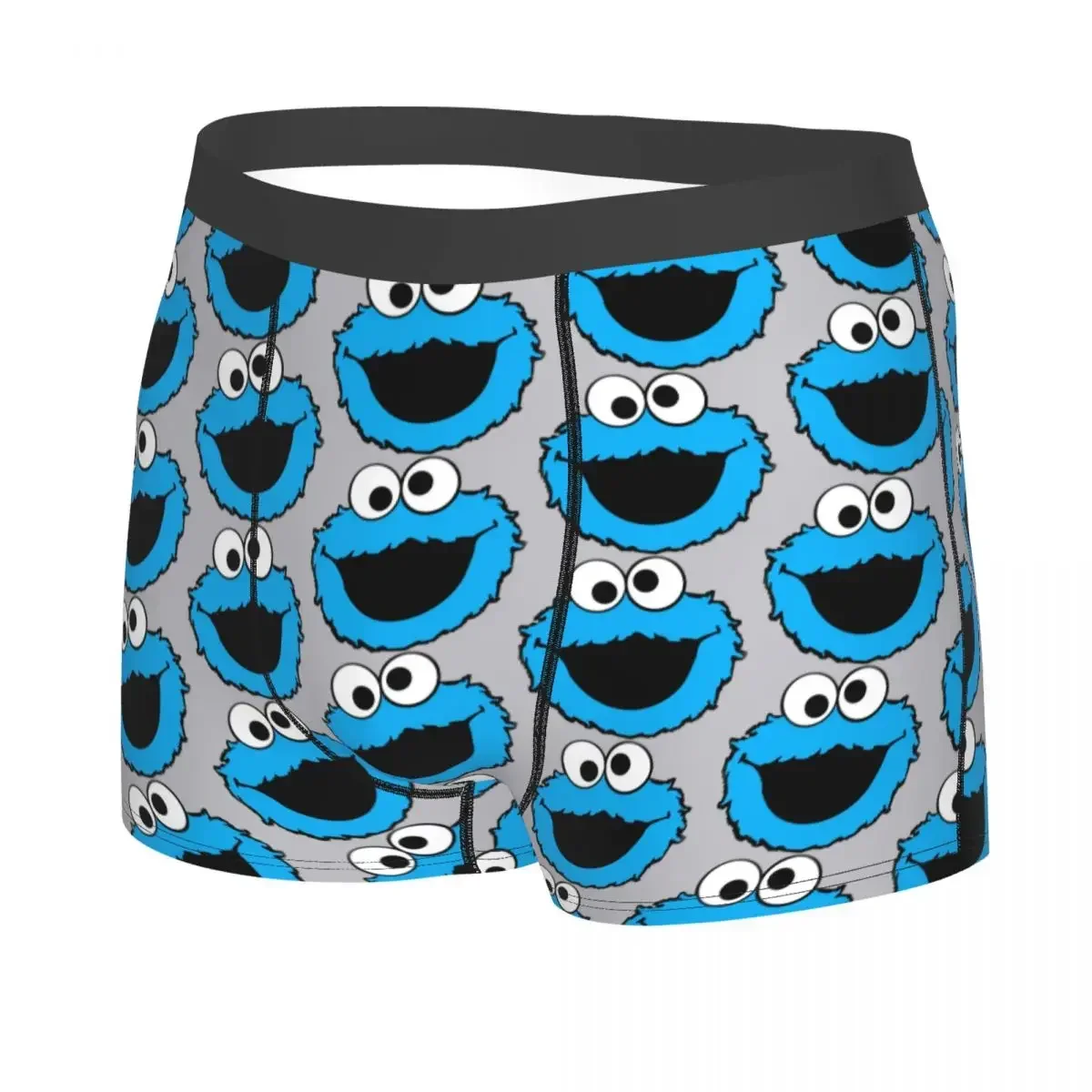 Custom Cookie Monster Face Cartoon Boxers Shorts Men's Sesame Street Briefs Underwear Novelty Underpants