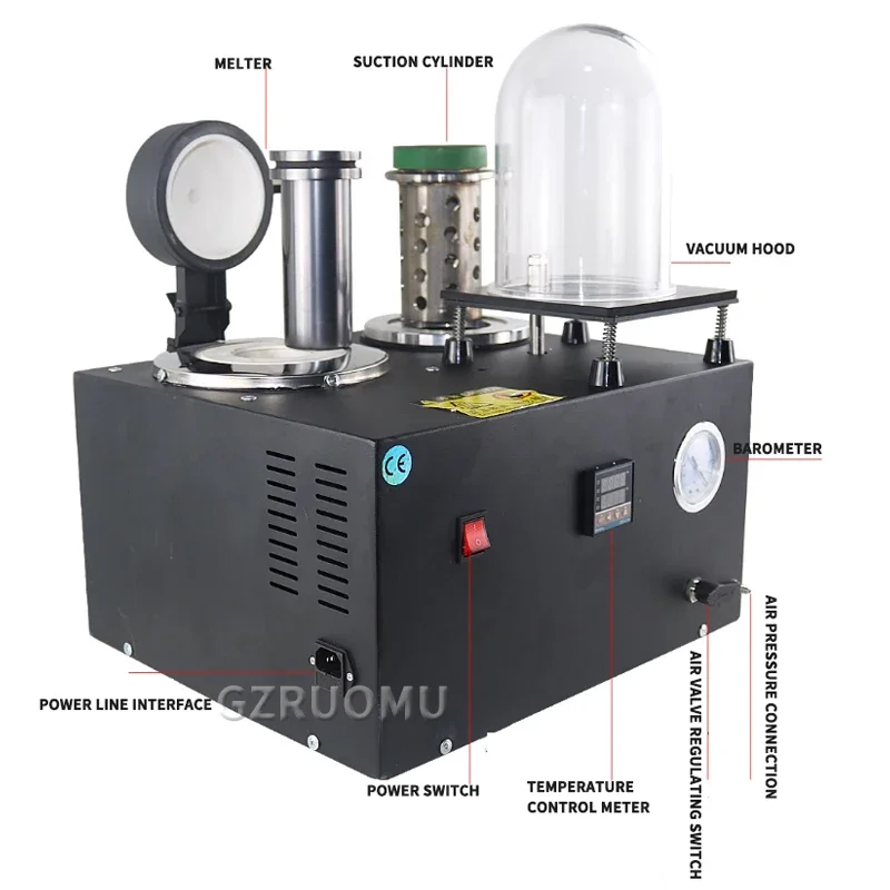 2-In-1 Casting Machine Vacuum and Melting Equipment 2L High Temperature Refining Metal for Jewelry Casting and Investing Tools