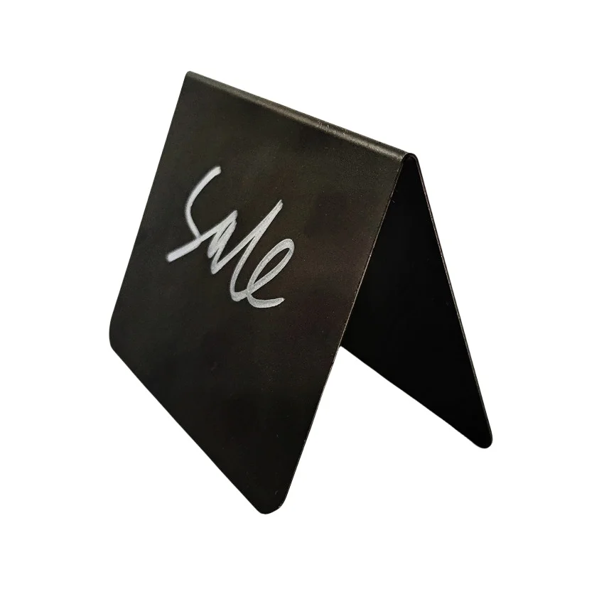 

Plastic Price Ticket Tag Board Label Sign Stand Blackboard Double Side PVC Rewritable Erasable Reuse V Type Black 50pcs