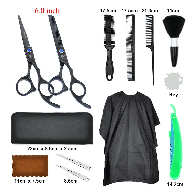 

6" Professional Hair Cutting Scissors Barber Styling Tool Japan 440c Hairdressing Scissors Set Hair Salon Thinning Shears A0177A