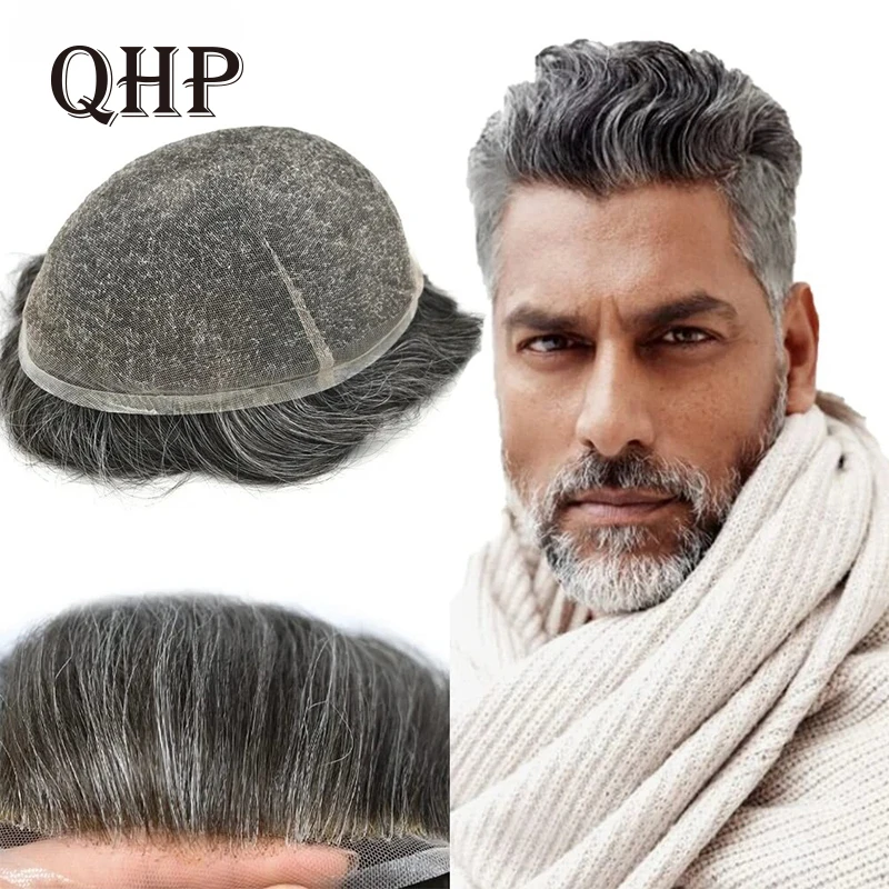 Mens Toupee 100% Human Hair  Full Lace Men's Capillary Prothesis Straight Wave Wigs Man Natural Human Hair Replacement Systems