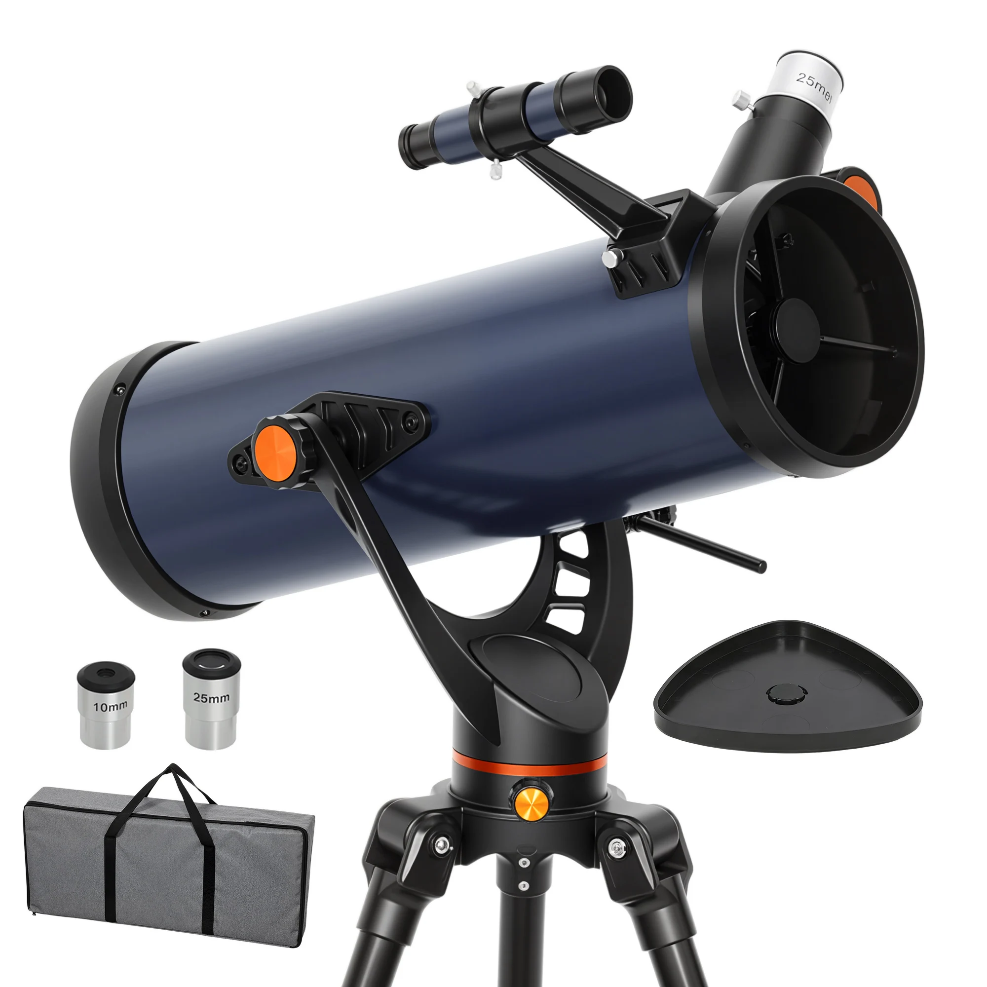 Outsunny Telescopio Astronómico Outsunny, Aluminio Acero,  Apertura de 114 mm, 40X/100X, 1000 mm, Negro