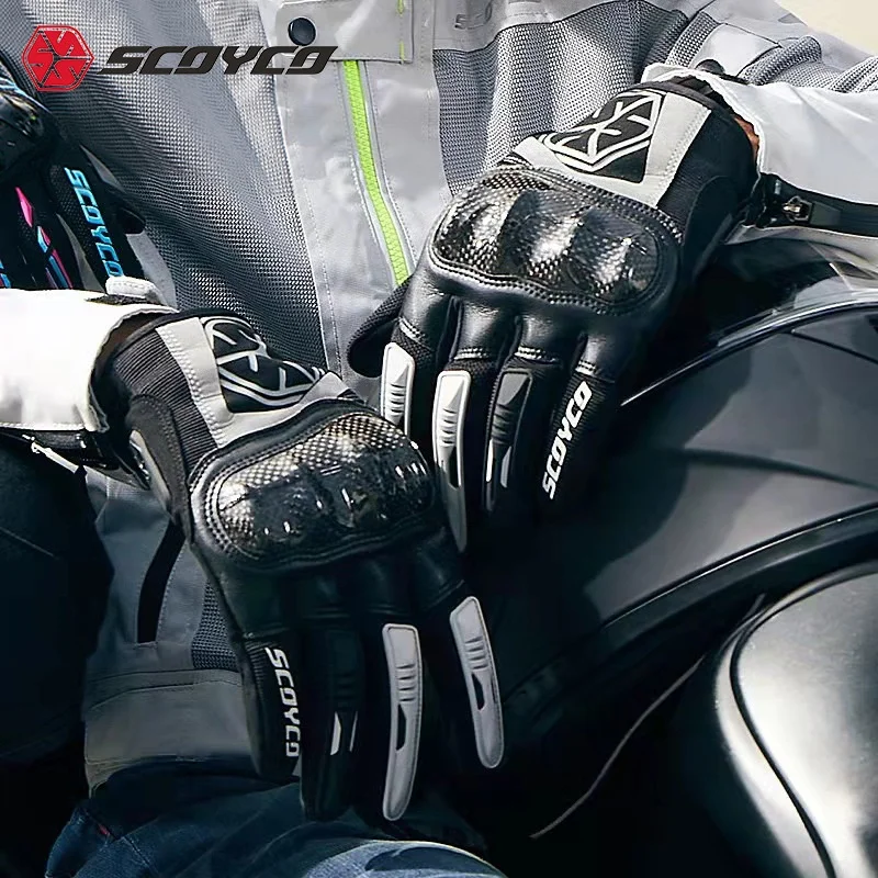 SCOYCO Motorbike Gloves Mc122 Men and Women Motocross Motorcycle Cycling  Polyester Guantes Carbon Fiber Touch Screen Gloves