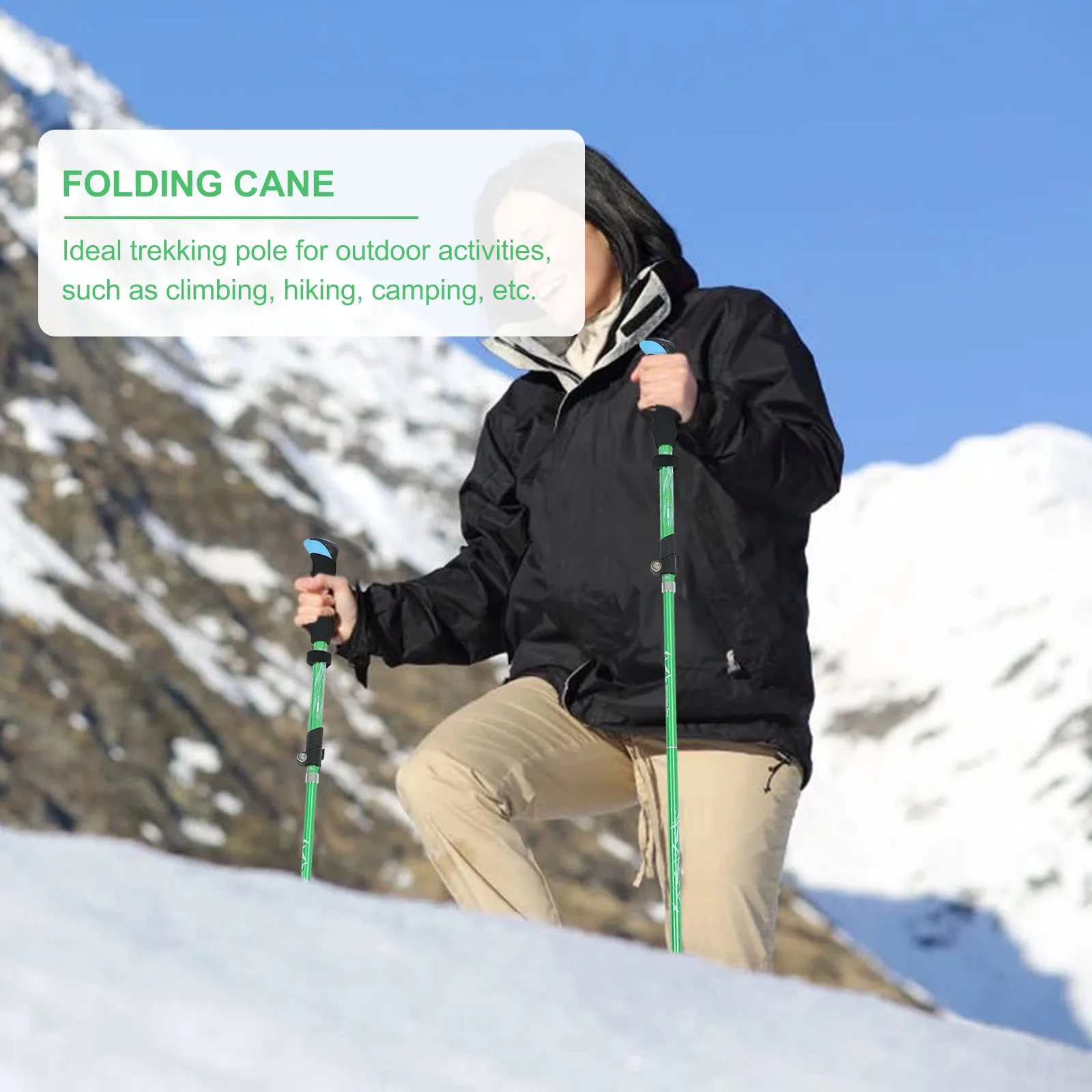

Cane Walking Stick Portable Trekking Pole to Climb Climbing Alpenstock Man Folding