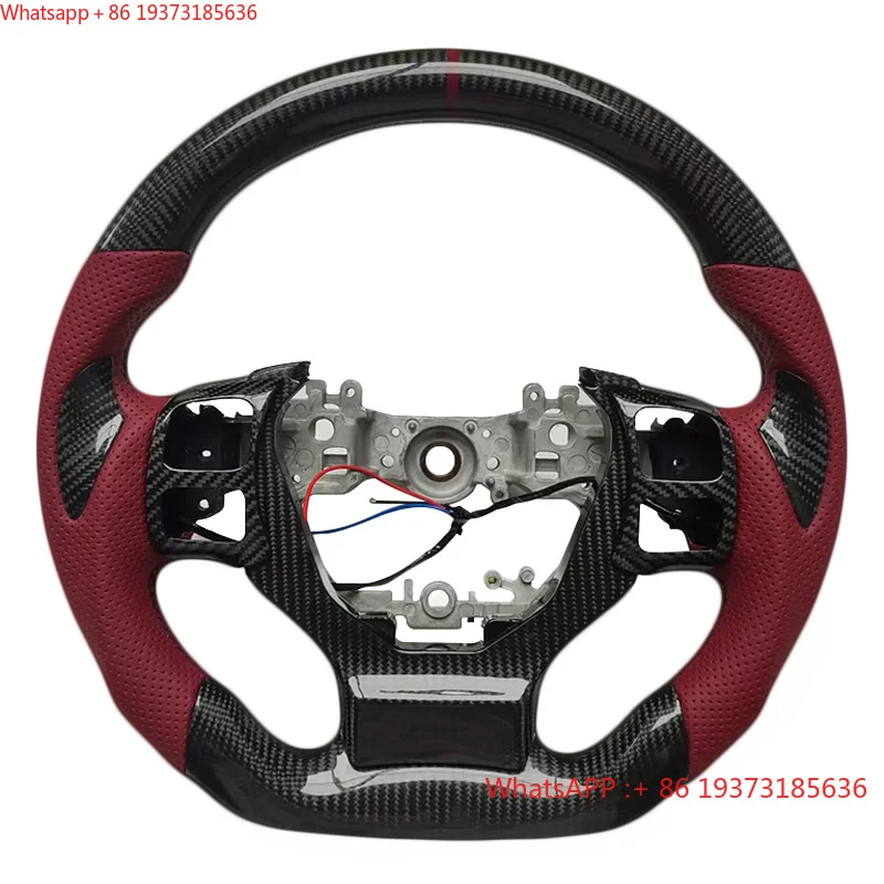 For Hot Sale Wholesale Carbon Fiber Perforated Leather Grip Steering Wheel for Lexus IS250 IS300 White Stitching Fit Model
