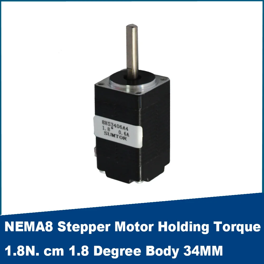 

NEMA 8 Two-phase Four-wire Stepper Motor Holding Torque 1.8N. cm 1.8 Degree Body 34MM Shaft Length 20mm D Type Single Flat