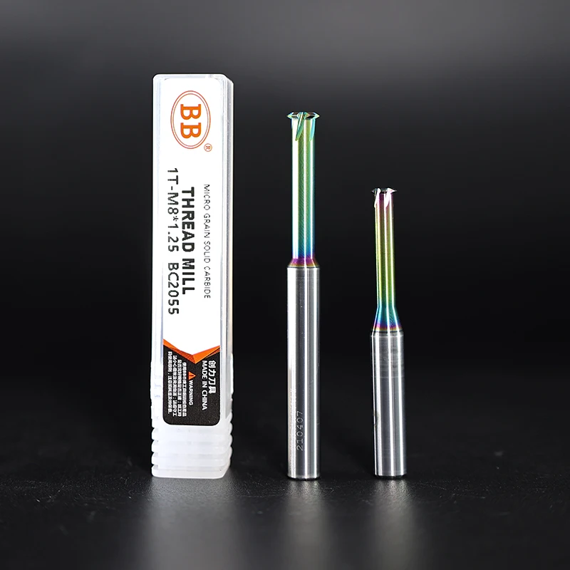 SWYBB 1 Dente Filettatura Fresa Carburo di Tungsteno Acciaio Lavorazione CNC Alluminio 60 Gradi M1.2 M1.6 M2 M2.5 M3 M4 M5 M6 M8