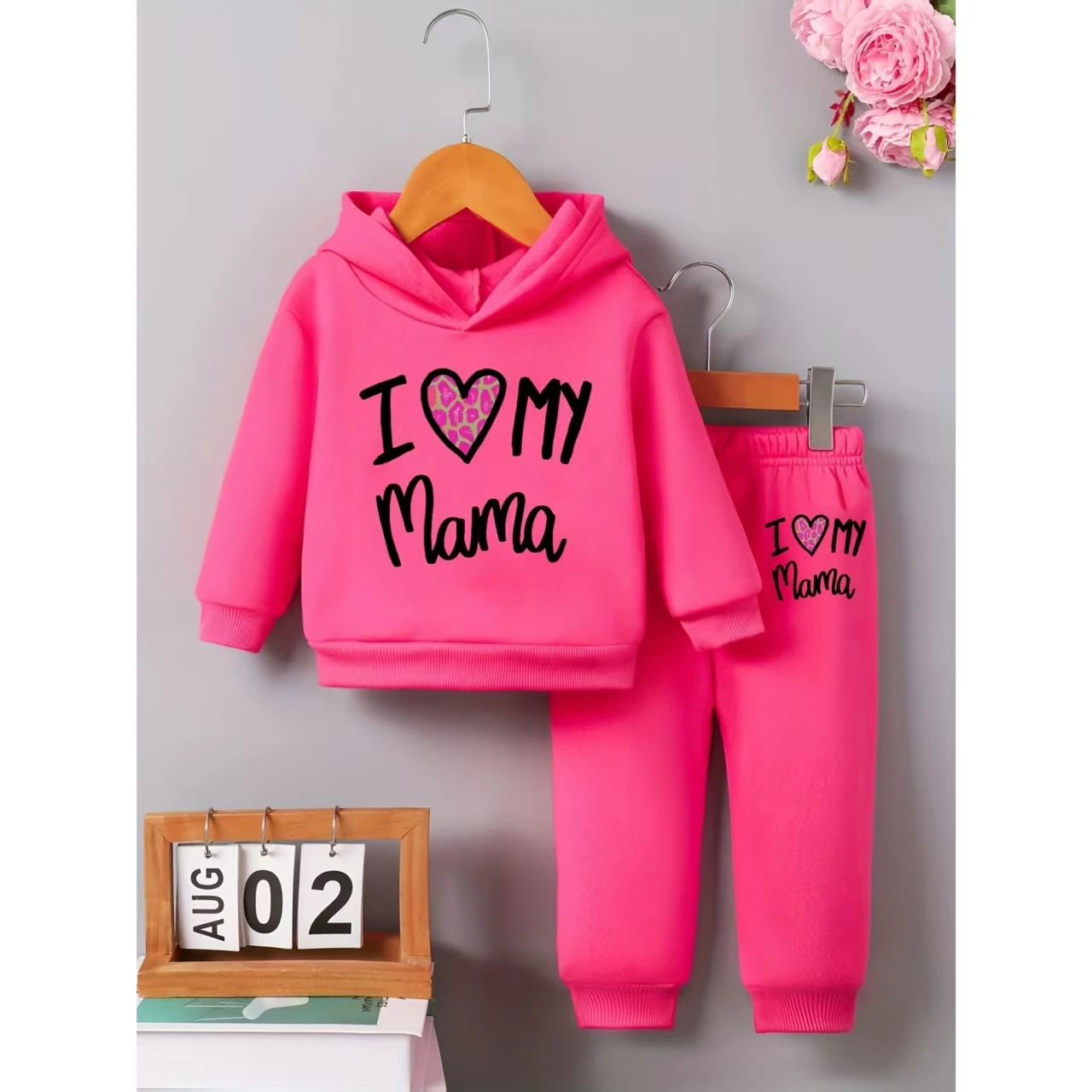 Printemps automne infantile enfant en bas âge fille bébé lettre imprimer à capuche à manches longues polaire sweat pantalon décontracté deux pièces ensemble