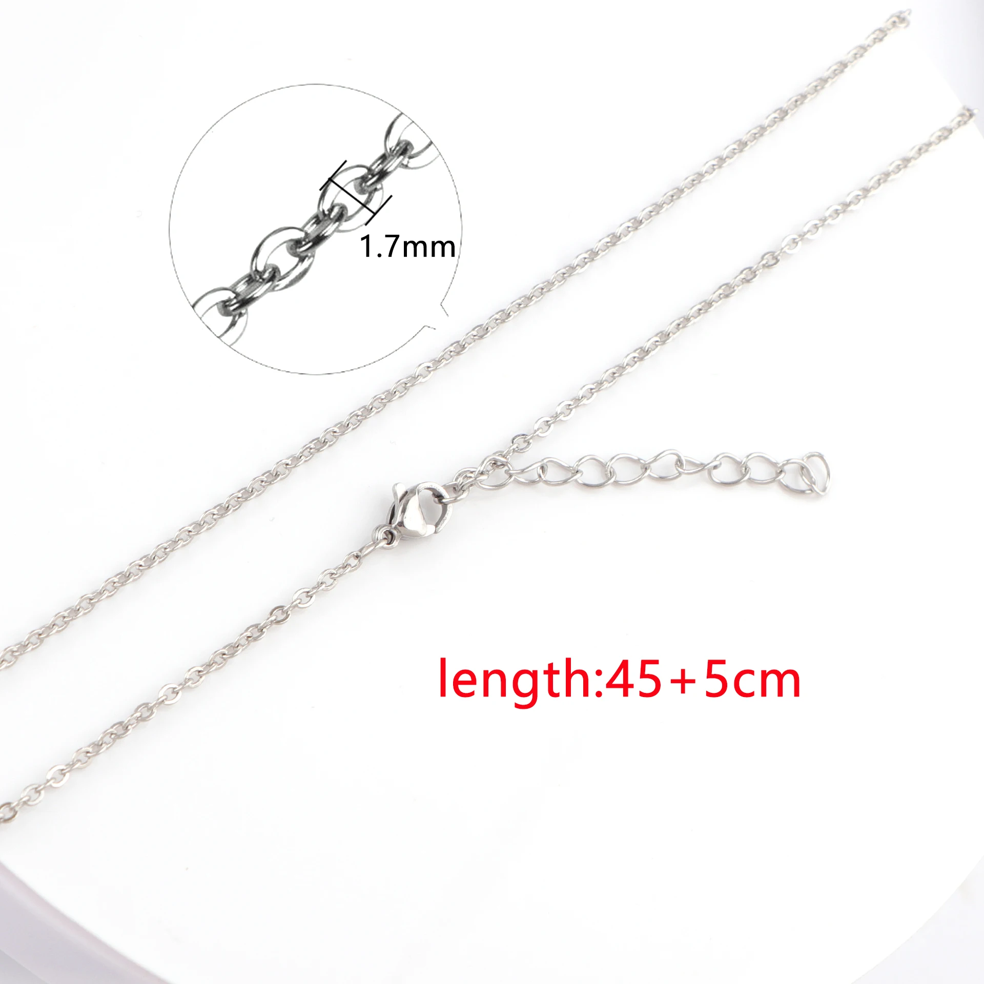 30pcs/lot 45+5cm Stainless Steel Link Chains in Bulk Necklaces Adjustable Chains Tail Chain for DIY Jewelry Making Wholesale