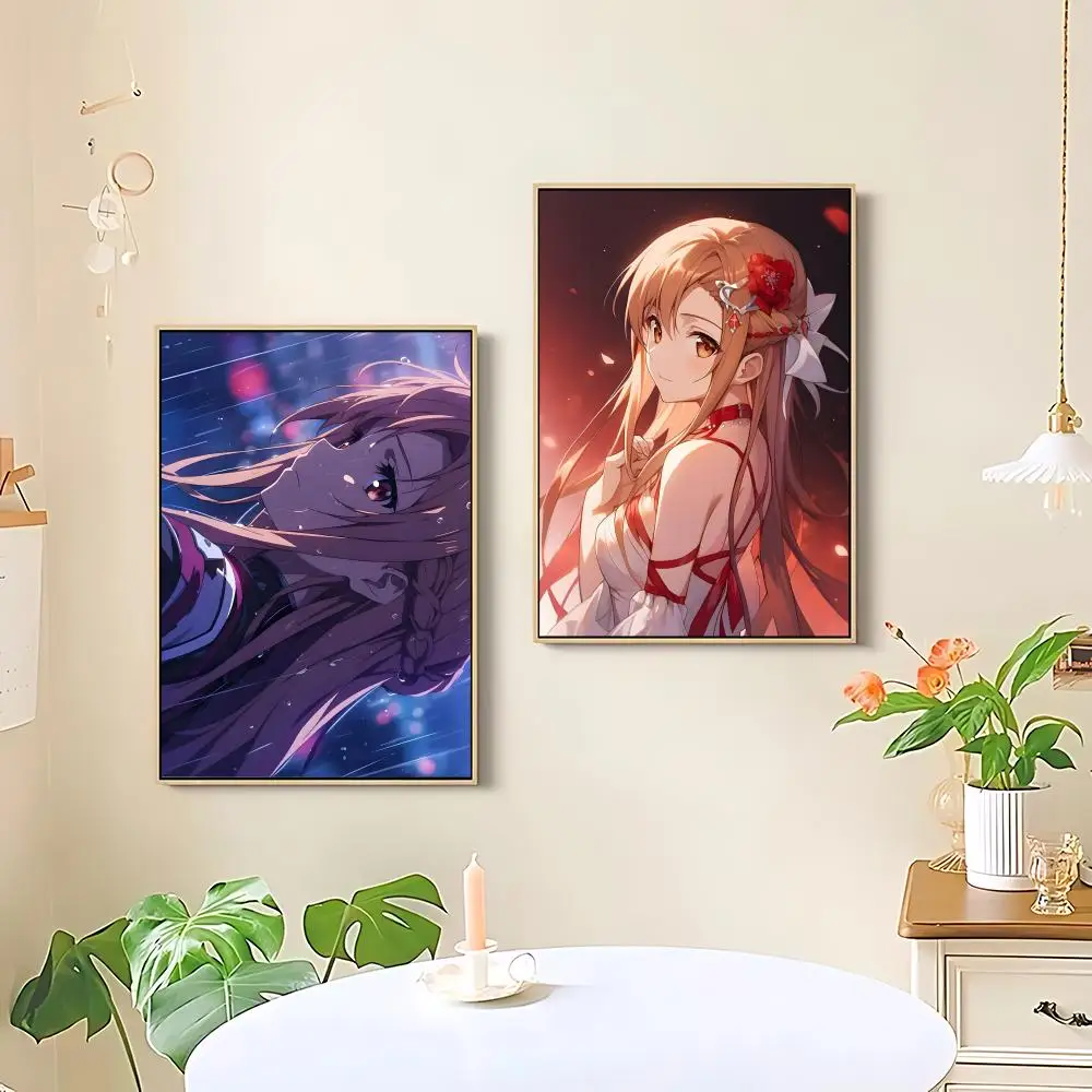 Anime Sword Art Online Kirito Asuna Poster HD art sticky wall waterproof home living room bedroom bar aesthetic decoration