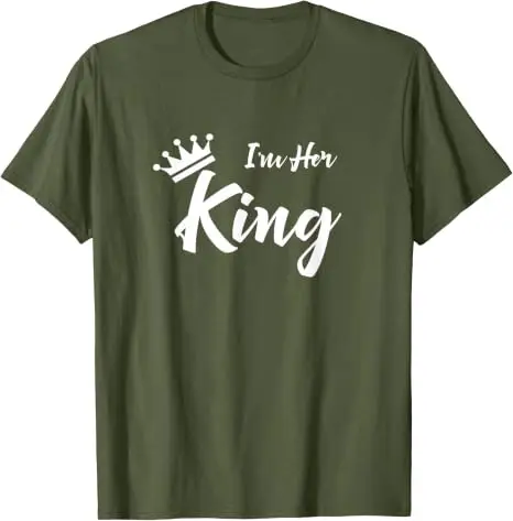 Ich bin ihr König Lustiges T-Shirt für Freund und Freundin Y2k Personalisiertes T-Shirt mit der Aufschrift „Ich bin seine Königin“ Geschenk für Frau, Mann, Jahrestag Kleidung – Detail 10