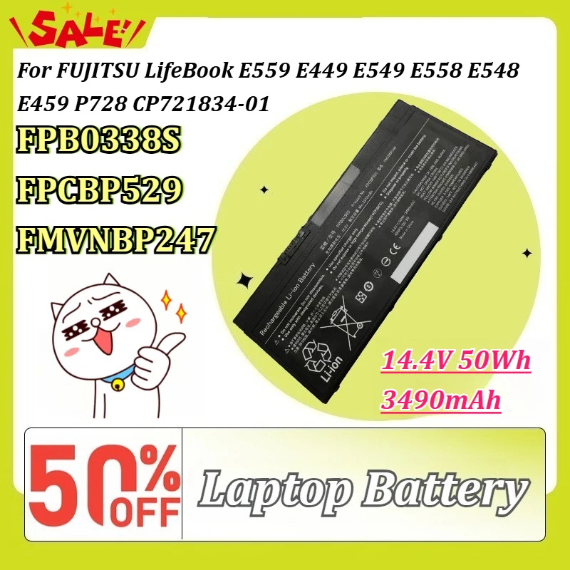 

New FPB0338S FPCBP529 FMVNBP247 14.4V 3490mAh Laptop Battery for FUJITSU LifeBook E559 E449 E549 E558 E548 E459 P728 CP721834-01