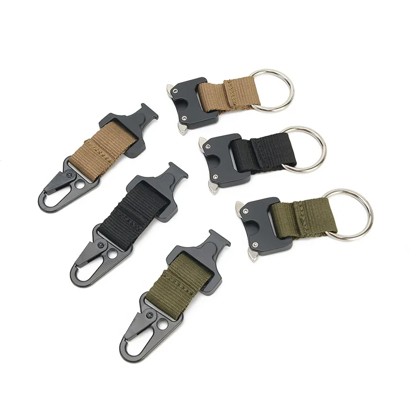 Clip de llavero de engranaje táctico para hombre, accesorios Molle tácticos, cinturón de nailon, correa de bucle, Clip de llave con bolsas Molle