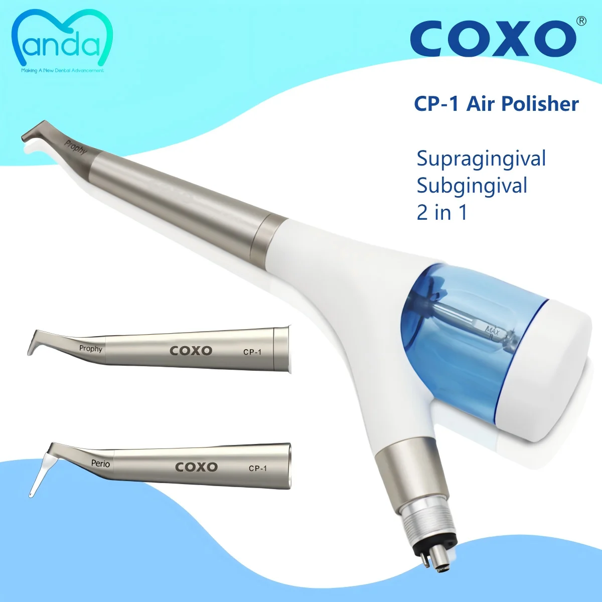 

COXO CP-1 Dental Air Polisher Dental Abrasive Sandblasting Machine Air Abrasion System with Spray 4 Hole
