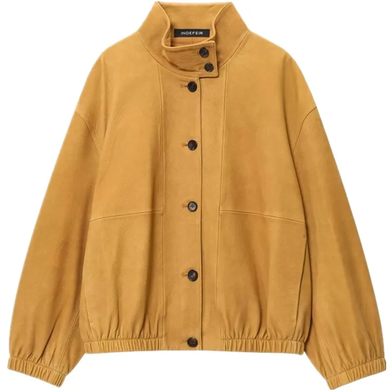 Jesień 2025 Nowa kolekcja damska: skórzana kurtka pilotka, uniwersalna odzież wierzchnia, modny płaszcz dla kobiet, kolekcja jesienna.