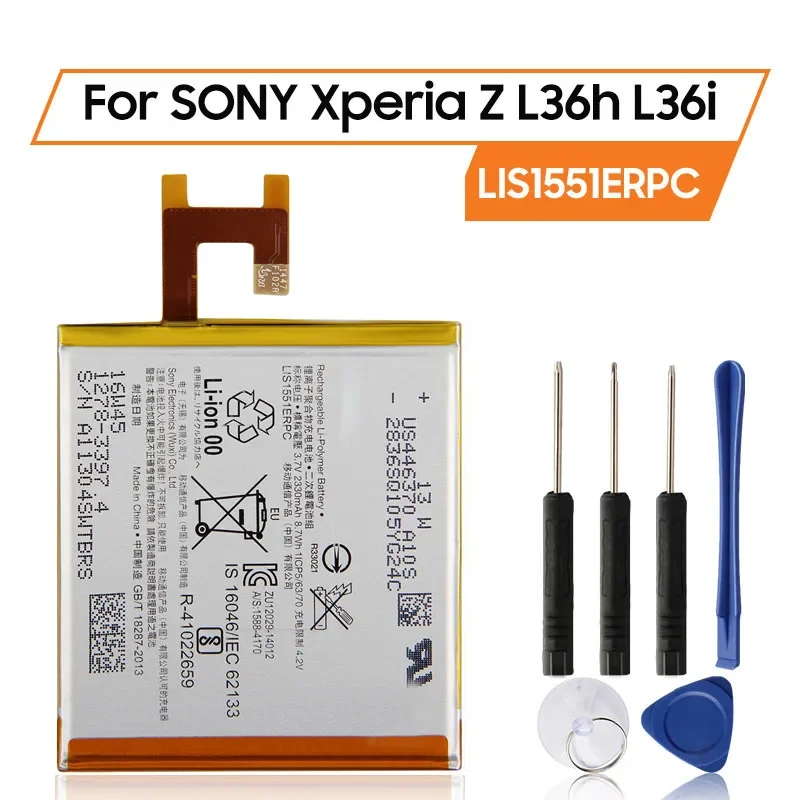 

Production Date 2024 Replacement Battery For SONY Xperia Z L36h M2 SO-02E C6603 S39H L36i c6602 LIS1502ERPC LIS1551ERPC 2330mAh