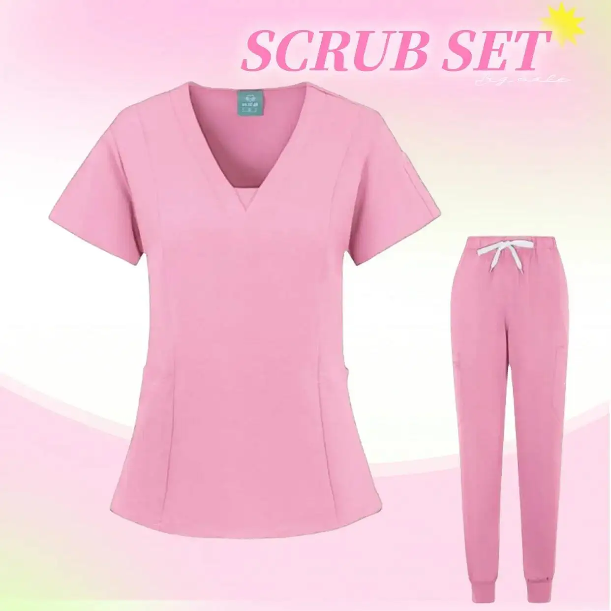 Costumes de jogging multicolores, uniformes de médecin et de soins infirmiers, hauts à manches courtes et col en v, pantalons de poche, ensemble de blouses d'infirmière, vêtements cliniques médicaux